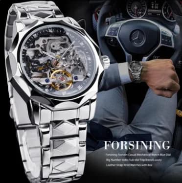 Forsining 199A Classy Design Skeleton Transparent Golden Stainless — image 3