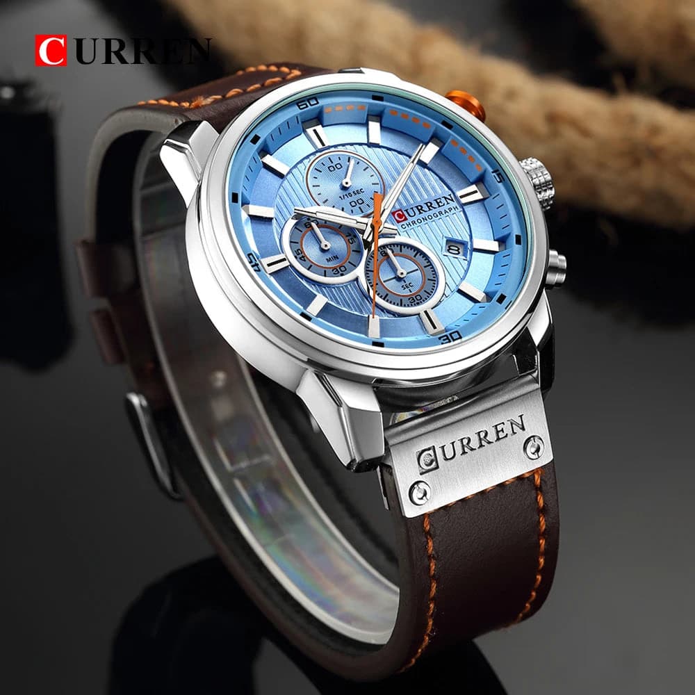 Curren 8291 Quartz Watch Men Leather Strap Sport Casual Watch — image 2
