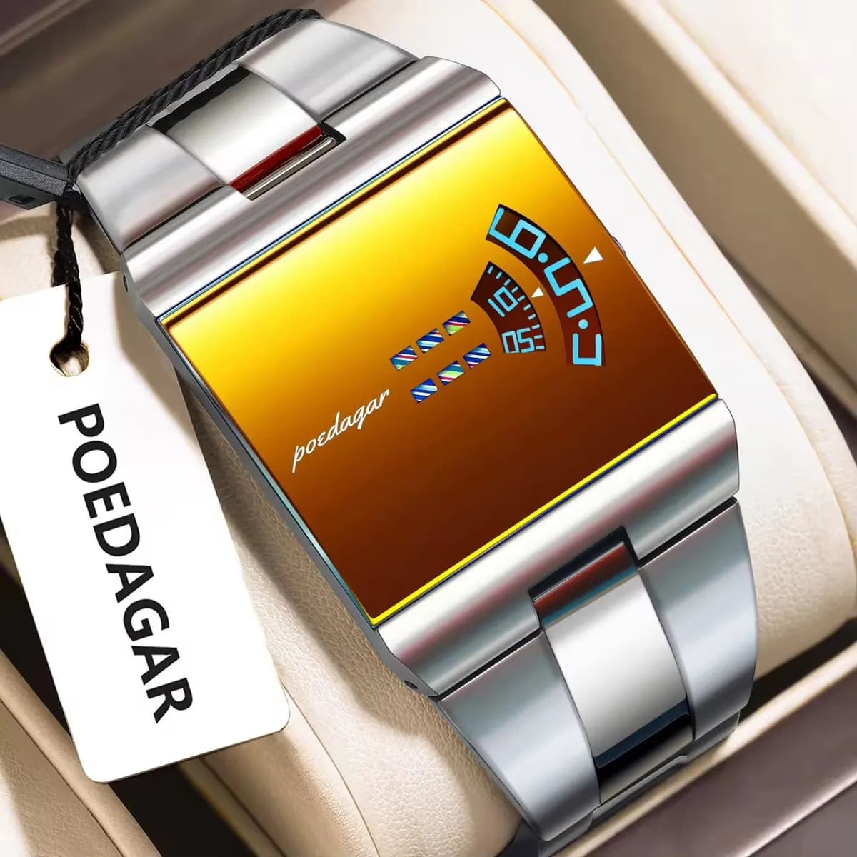 Poedagar 857 High Quality Square Dial Design Stainless Steel Band — image 12