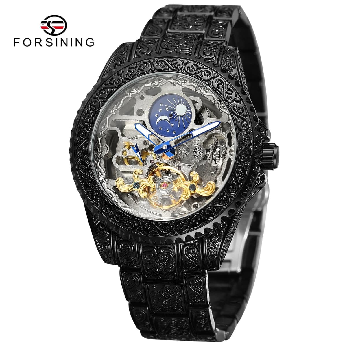 Forsining Skeleton Moonphase Stainless Steel Watch — image 7