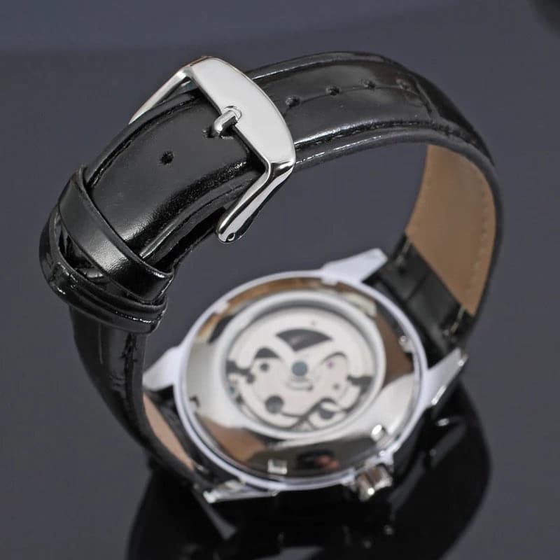 T-winner Leather Strap Skeleton Auto Mechanical Watch — image 4