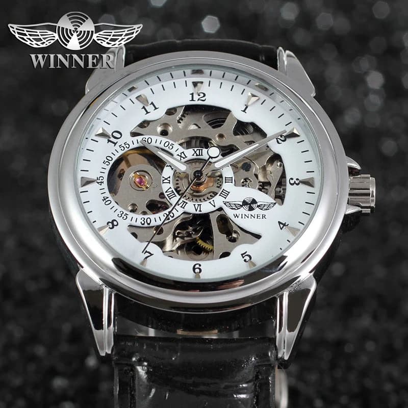 T-winner Leather Strap Skeleton Auto Mechanical Watch — image 6