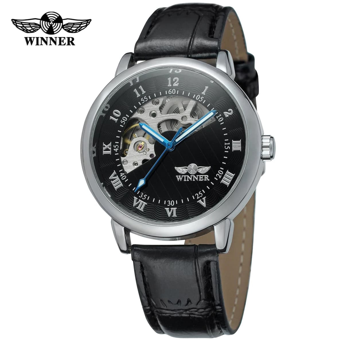 Luxury Gold Skeleton Leather Automatic Watch — image 11