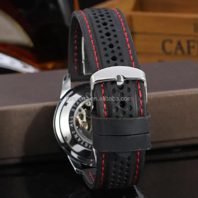 Winner Black Silicone Automatic Skeleton Watch — image 5