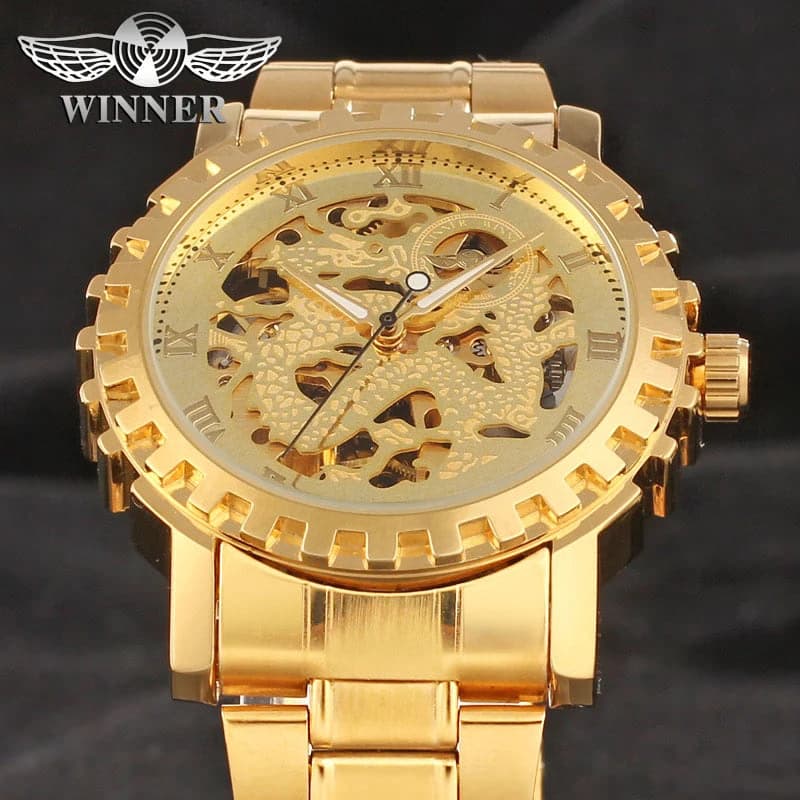Luxury Gold Skeleton Automatic Watch for Men — image 9