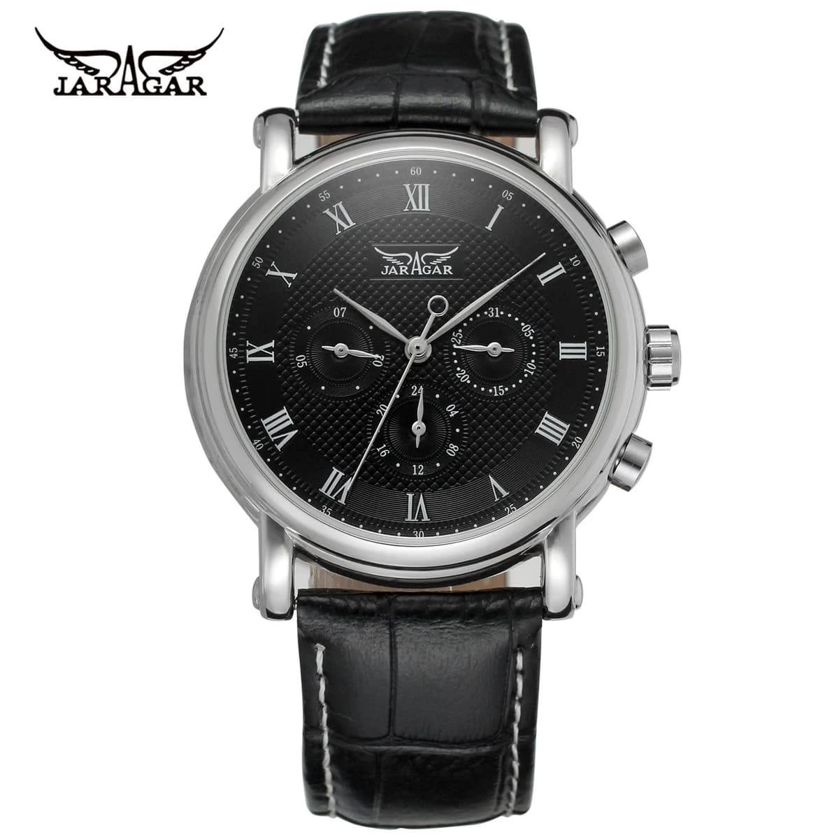 JARAGAR Men's Automatic Leather Watch — image 2