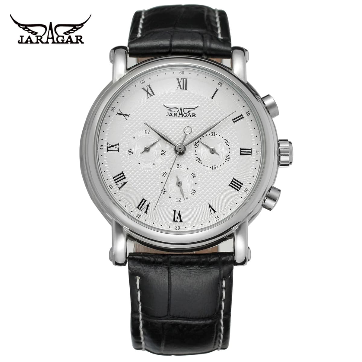 JARAGAR Men's Automatic Leather Watch
