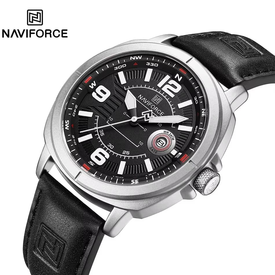 NAVIFORCE Men's Quartz Watch with Leather Band