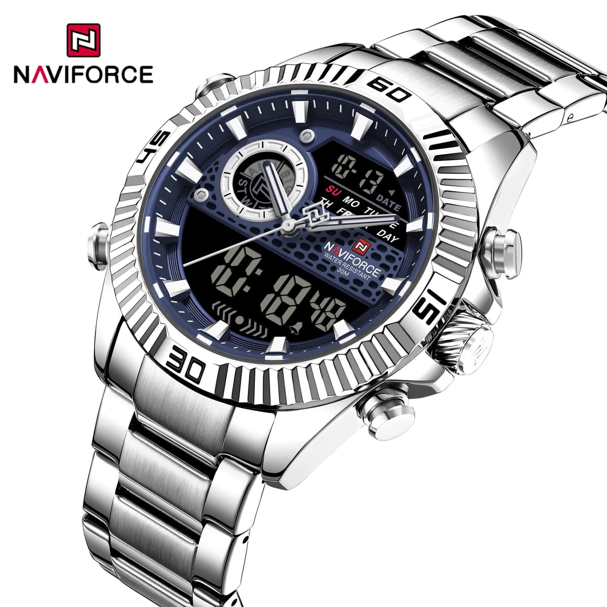 NAVIFORCE Men's Dual Display Stainless Steel Watch — image 9