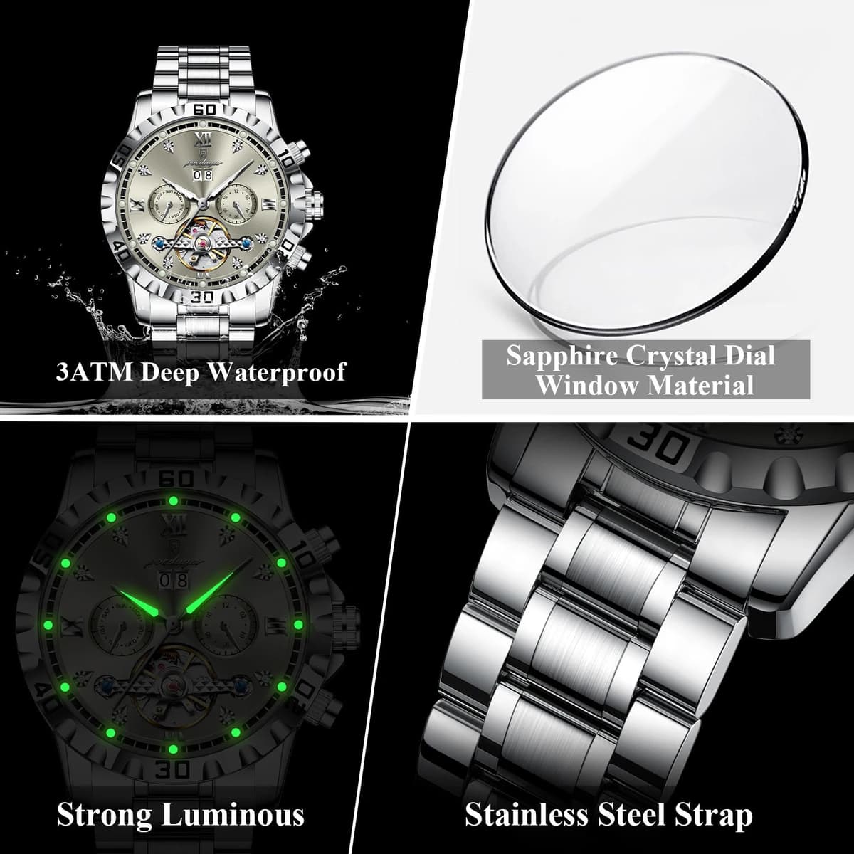Poedagar Luxury Skeleton Tourbillon Men's Watch â image 5