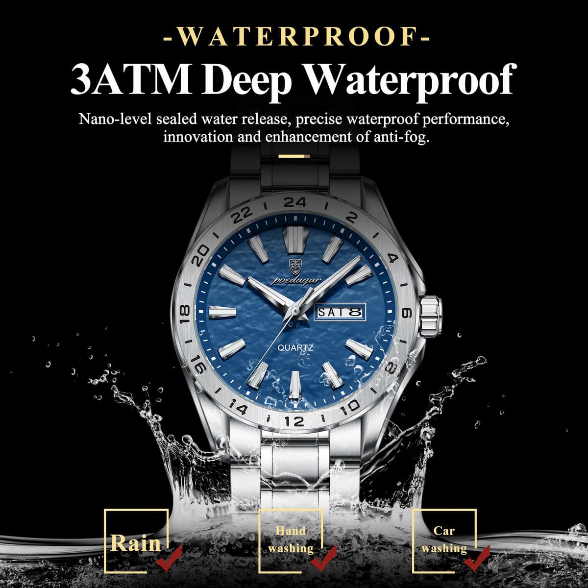 Poedagar Men's Dual Calendar Luminous Watch — image 2