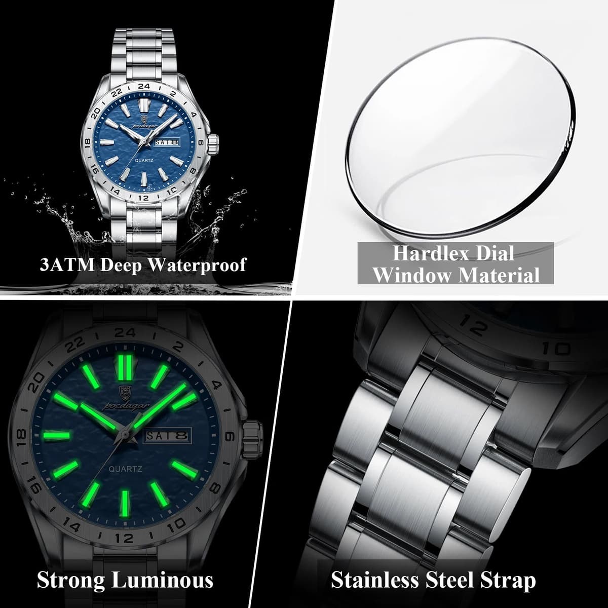 Poedagar Men's Dual Calendar Luminous Watch — image 4