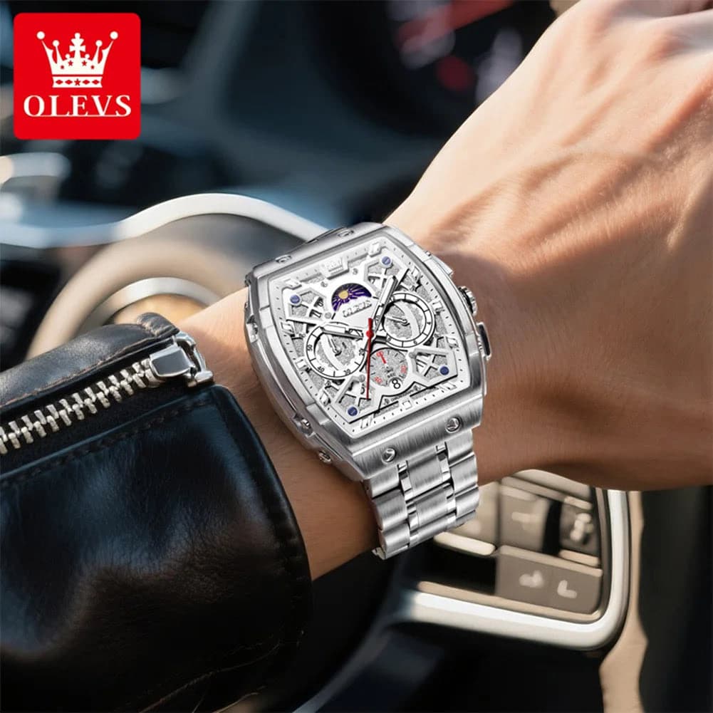 Olevs Stainless Steel Moon Phase Watch — image 4