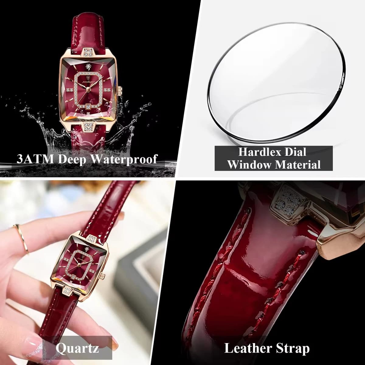 Poedagar 785 Luxury Diamond Leather Women's Watch — image 4