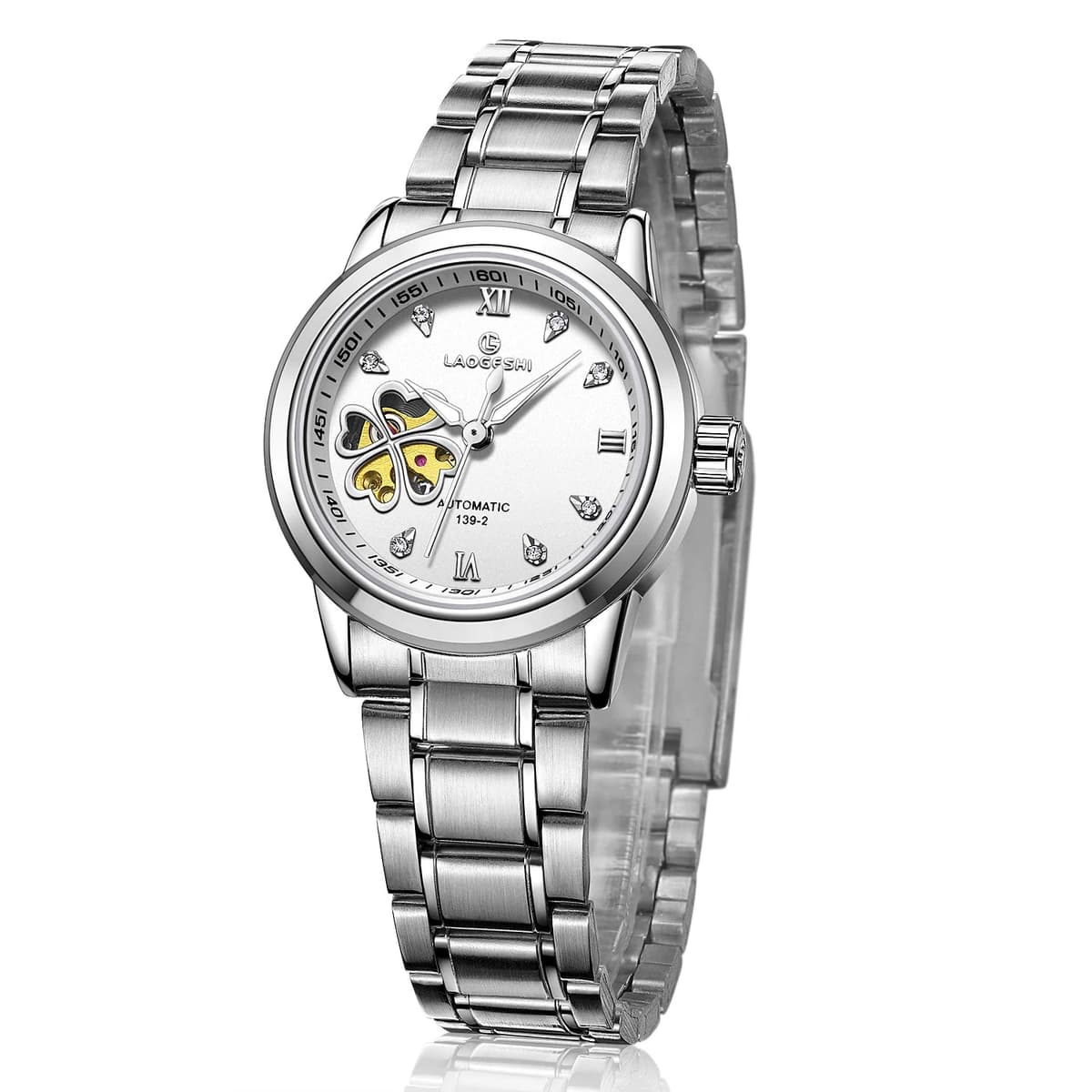 Custom Heart Clover Silver Waterproof Ladies Watch — image 2