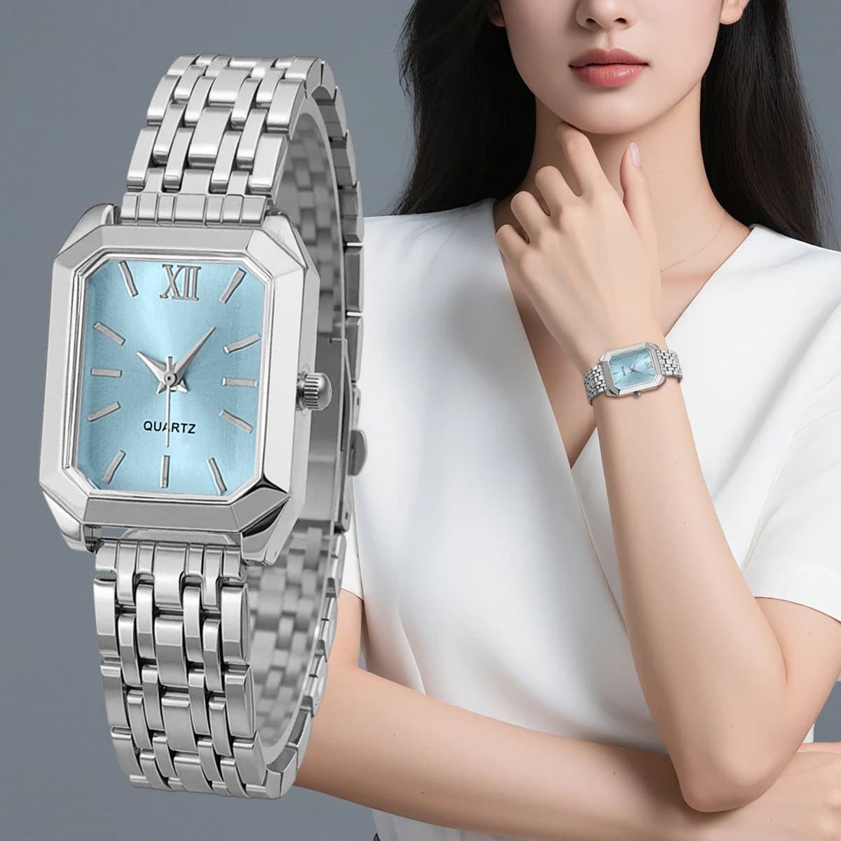 Elegant Gold & Silver Ladies Alloy Strap Watch — image 2