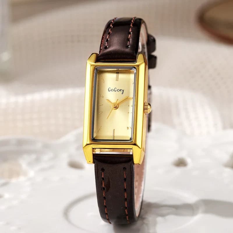 Gold Rectangular Eco-Friendly Women's Watch with Quartz — image 6