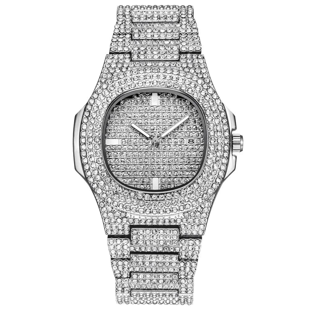 43MM Gold Silver Custom Logo Iced Out Quartz Watch — image 13