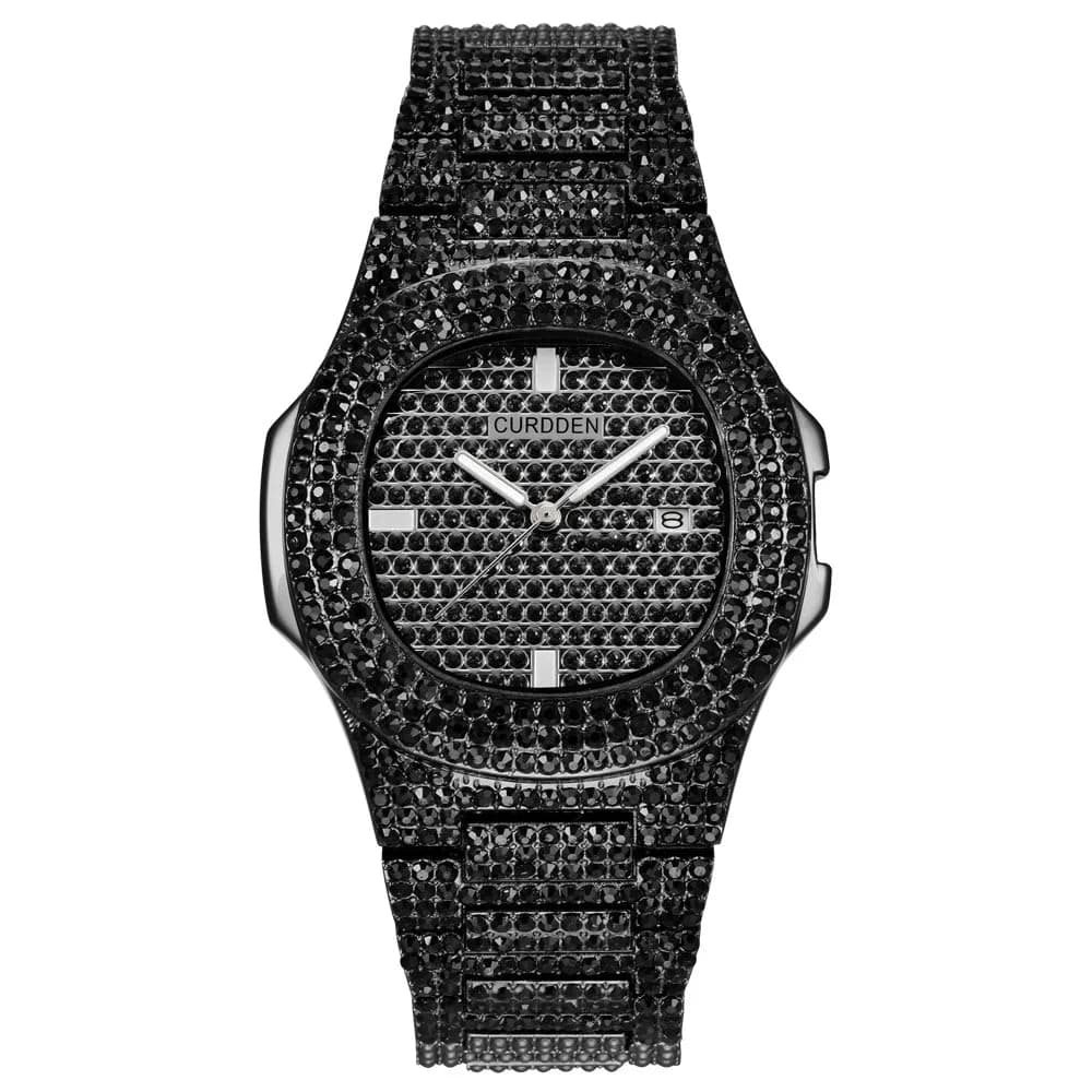 43MM Gold Silver Custom Logo Iced Out Quartz Watch — image 11